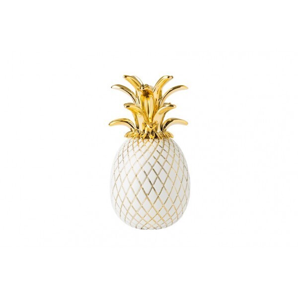 Sequenze scultura ananas bianco e oro H. 25 cm