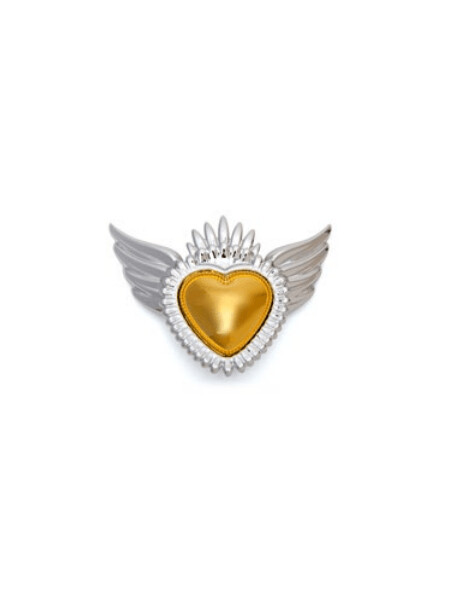 Sequenze cuore oro su base argento 10 cm Sequenze cuore oro su base argento 10 cm