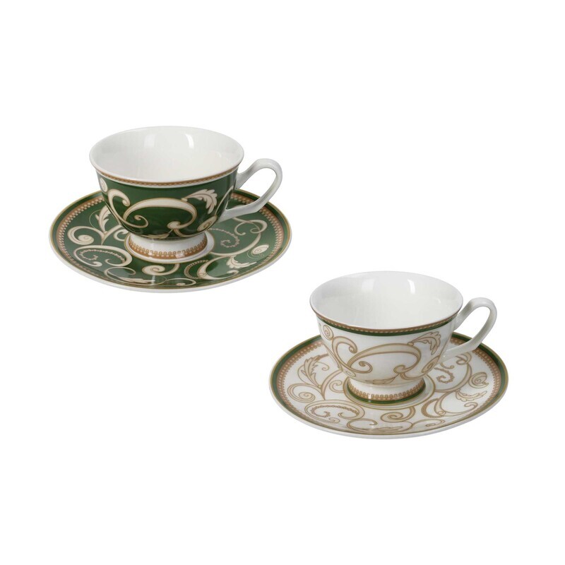 Brandani Set 2 pezzi tazzine da caffè in porcellana Filo d'oro