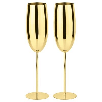 PADERNO Set 2 pezzi Flute Champagne Oro in acciaio inox