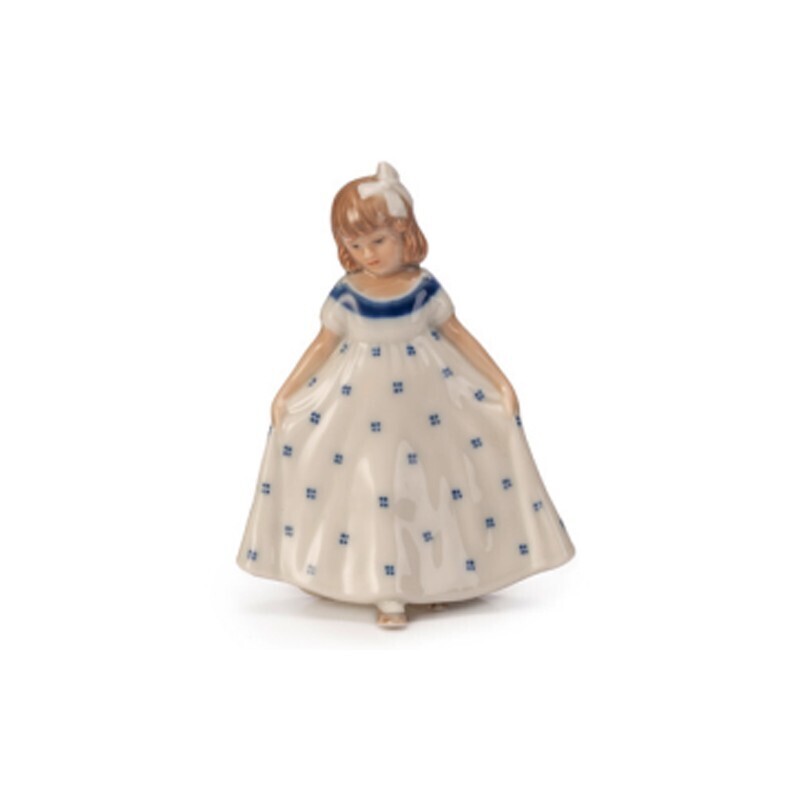 Royal Copenhagen statuina ballerina mini bianca e blu