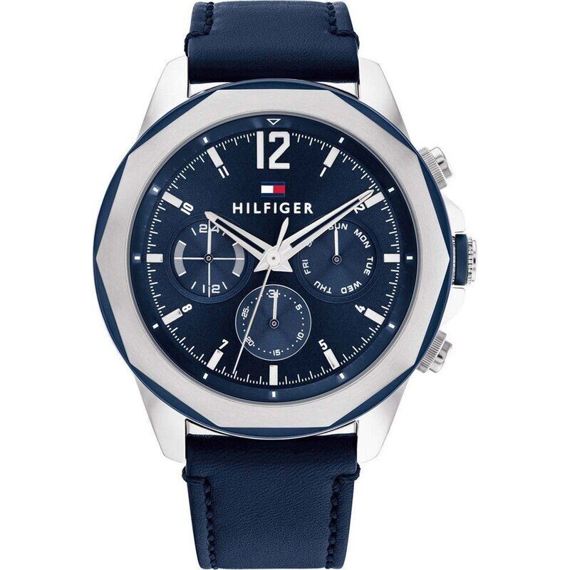 TOMMY HILFIGER OROLOGIO LARSON MULTIFUNZIONE 46mm PELLE BLU