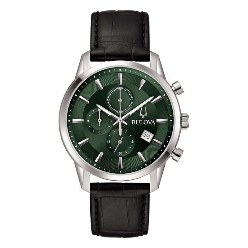 Bulova Sutton Chrono Verde 96B413 Orologio Uomo pelle