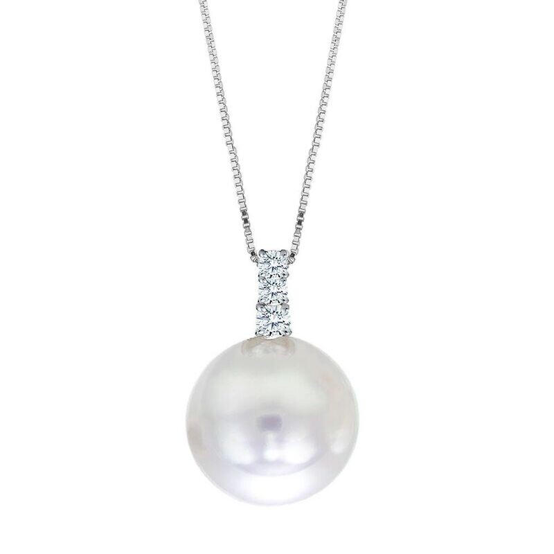 Bibigì Collana in oro bianco con Perla Akoya e Diamanti - Varie Misure