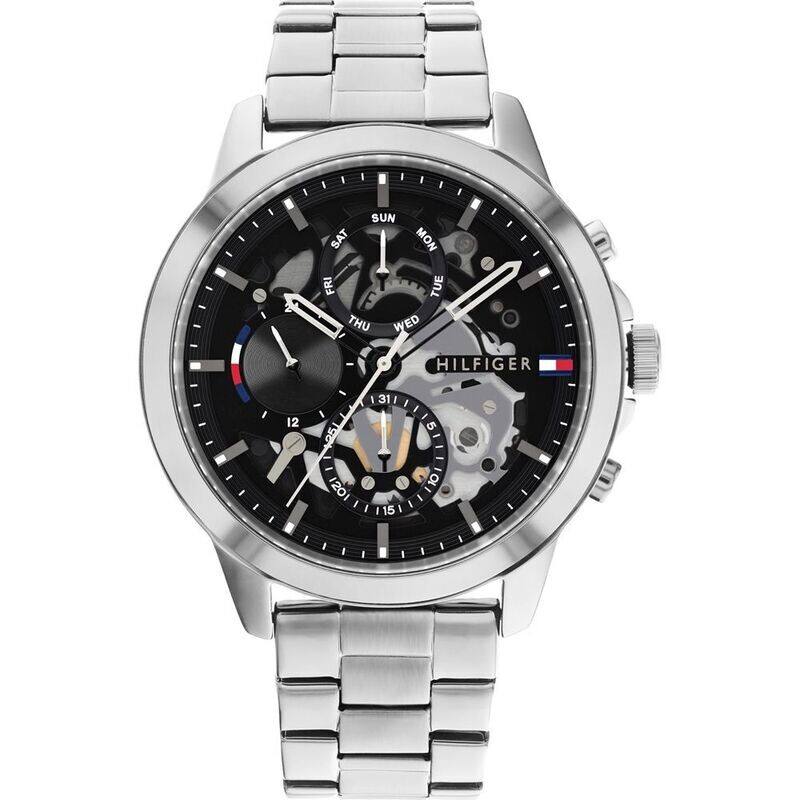 Tommy Hilfiger orologio Henry multifunzione scheletrato Black Silver 44 mm