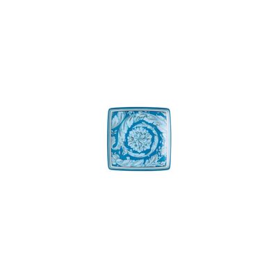 Versace Barocco Teal coppetta quadra piana 9 cm Versace Barocco Teal coppetta quadra piana 9 cm