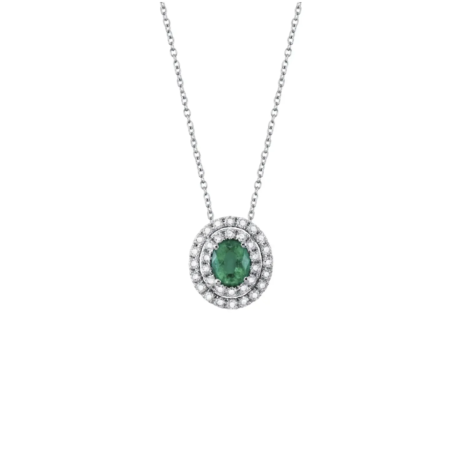 Salvini Damiani Linea DORA - Collana in oro bianco con diamanti e smeraldo