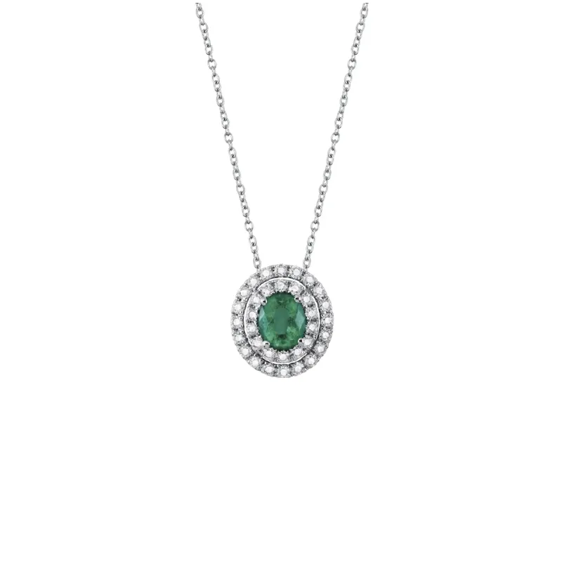 Salvini Damiani Linea DORA - Collana in oro bianco con diamanti e smeraldo