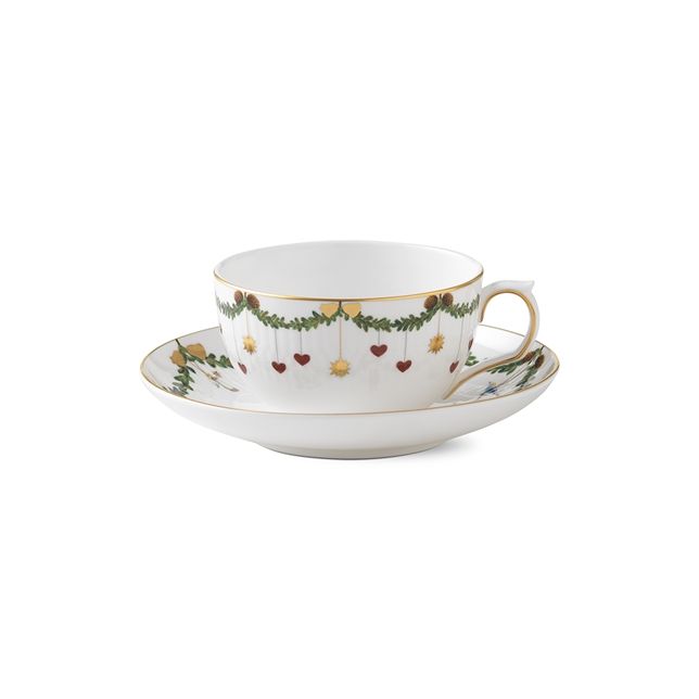 Royal Copenhagen Star Fluted Christmas Cup and Saucer
