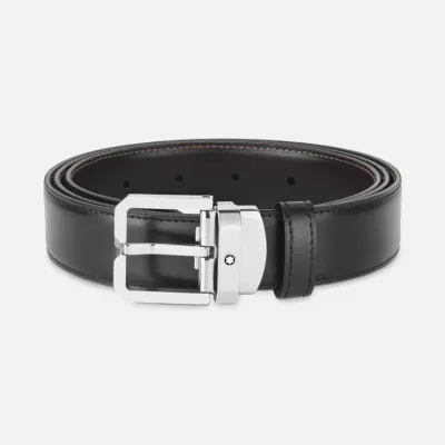 Montblanc Cintura Reversibile in pelle nera/marrone 30 mm 132873