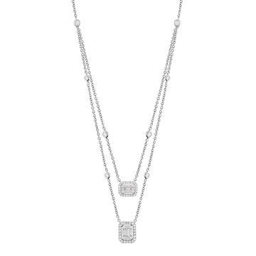 Salvini Damiani Linea MAGIA - Collana doppia in oro bianco con diamanti ct. 0.48