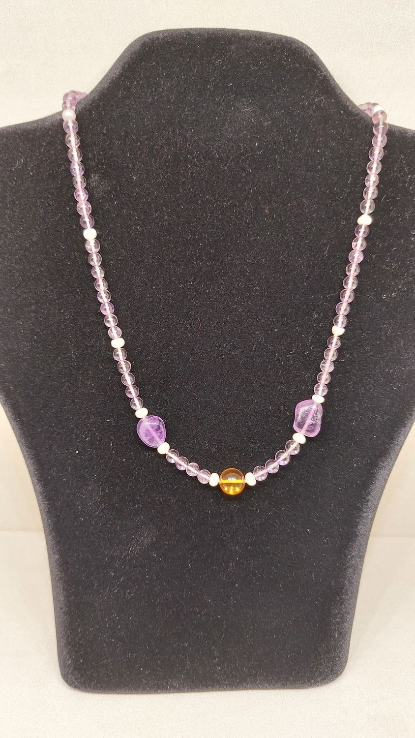 Collana Ametista Ambra e Perle