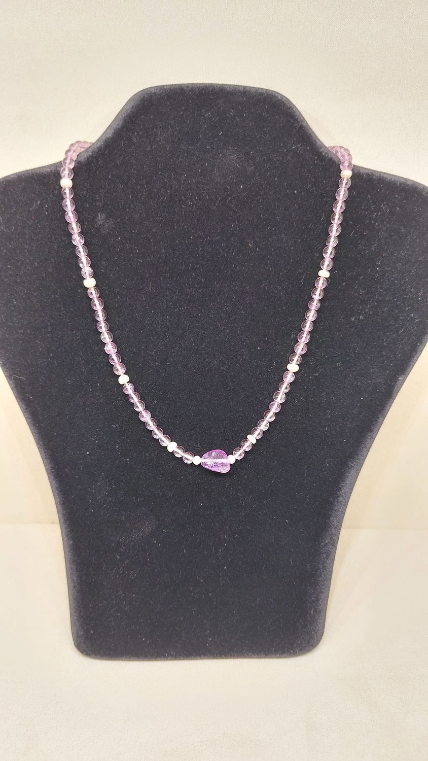 Collana Ametista Ambra e Perle