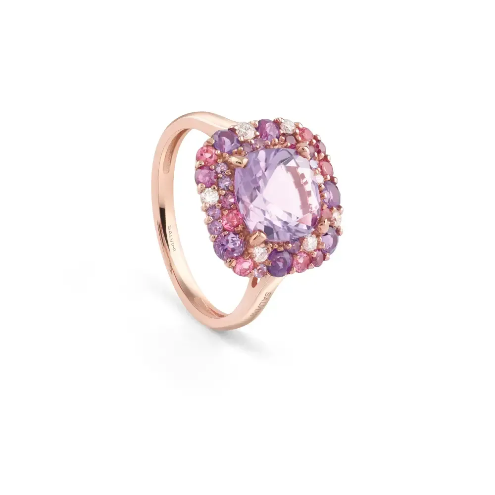 Salvini Damiani Linea BONBON - Anello in oro rosa con diamanti e ametista