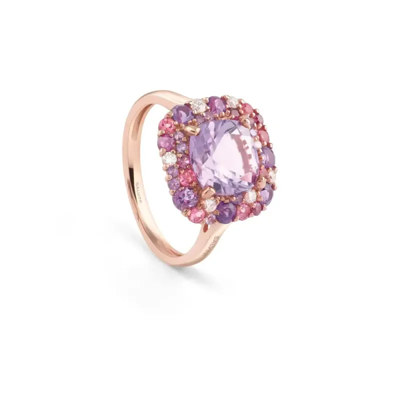 Salvini Damiani Linea BONBON - Anello in oro rosa con diamanti e ametista Salvini Damiani Linea BONBON - Anello in oro rosa con diamanti e ametista