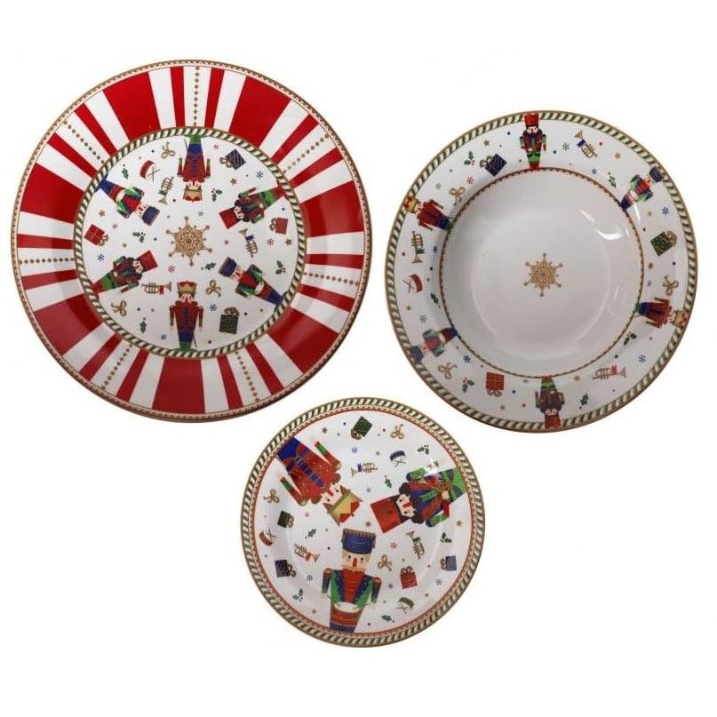 Brandani Natale 'Lo Schiaccianoci' servizio piatti da tavola 18 pezzi