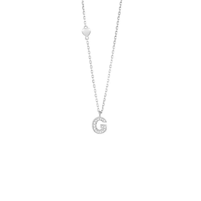 Salvini Damiani Linea BE HAPPY - Collana lettera "G" in oro bianco con diamanti ct. 0.08