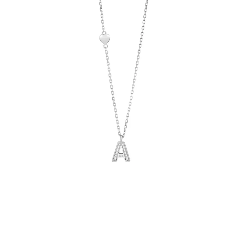 Salvini Damiani Linea BE HAPPY - Collana lettera "A" in oro bianco con diamanti ct. 0.08