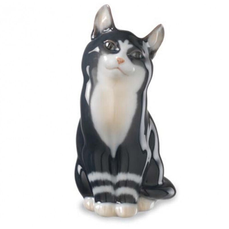 Royal Copenhagen Statuina gatto grigio seduto
