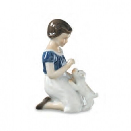 Royal Copenhagen Statuina Bimba con cucciolo