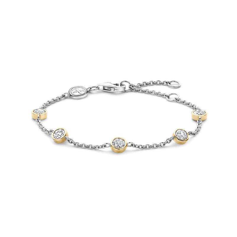 TI SENTO Milano | Bracciale bicolore in argento 925 placcato in rodio giallo e zirconi
