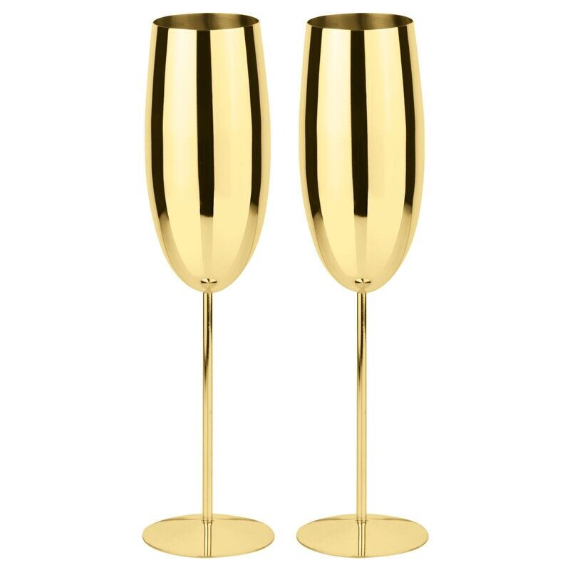 PADERNO Set 2 pezzi Flute Champagne Oro in acciaio inox