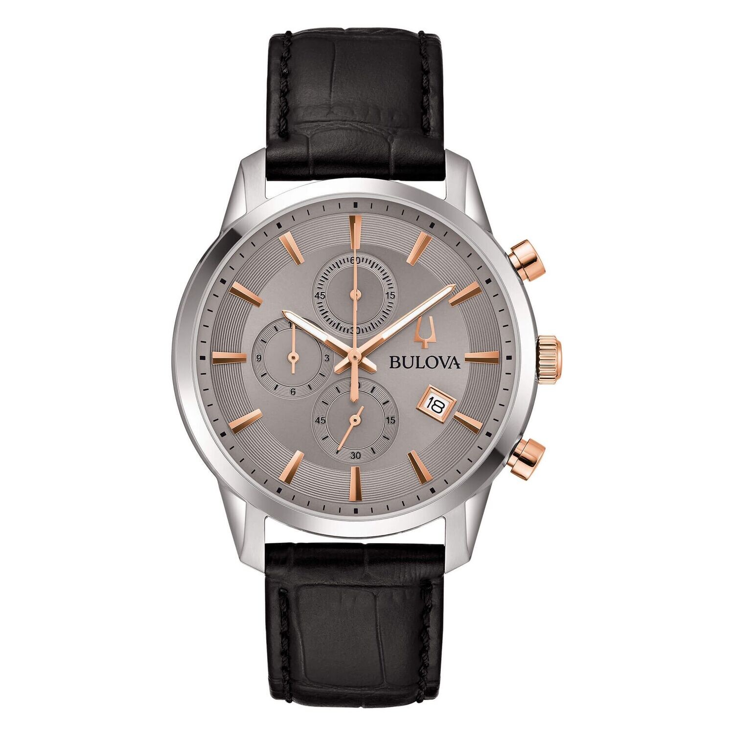Bulova Sutton Chrono Silver 98B409 Orologio Uomo pelle