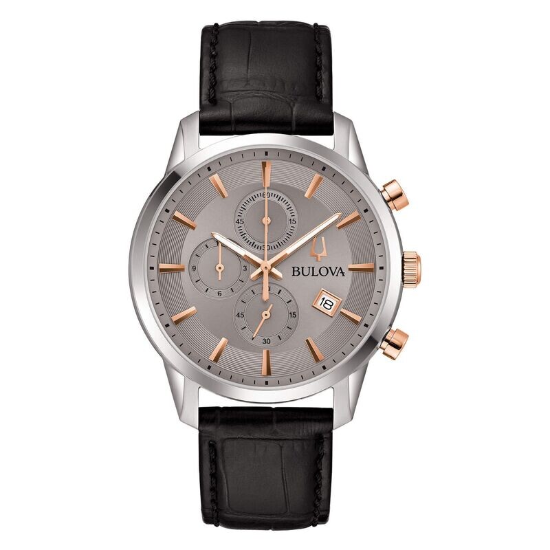 Bulova Sutton Chrono Silver 98B409 Orologio Uomo pelle Bulova Sutton Chrono Silver 98B409 Orologio Uomo pelle