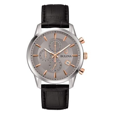 Bulova Sutton Chrono Silver 98B409 Orologio Uomo pelle
