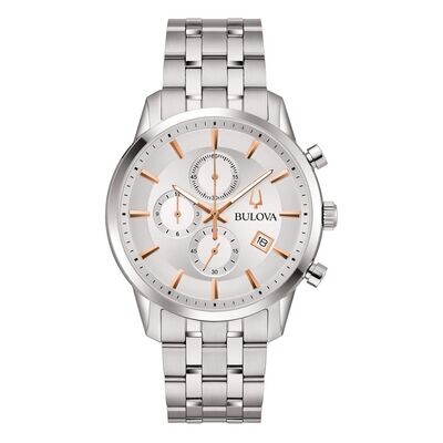 Bulova Sutton Chrono Silver 96B411 Orologio Uomo Bulova Sutton Chrono Silver 96B411 Orologio Uomo