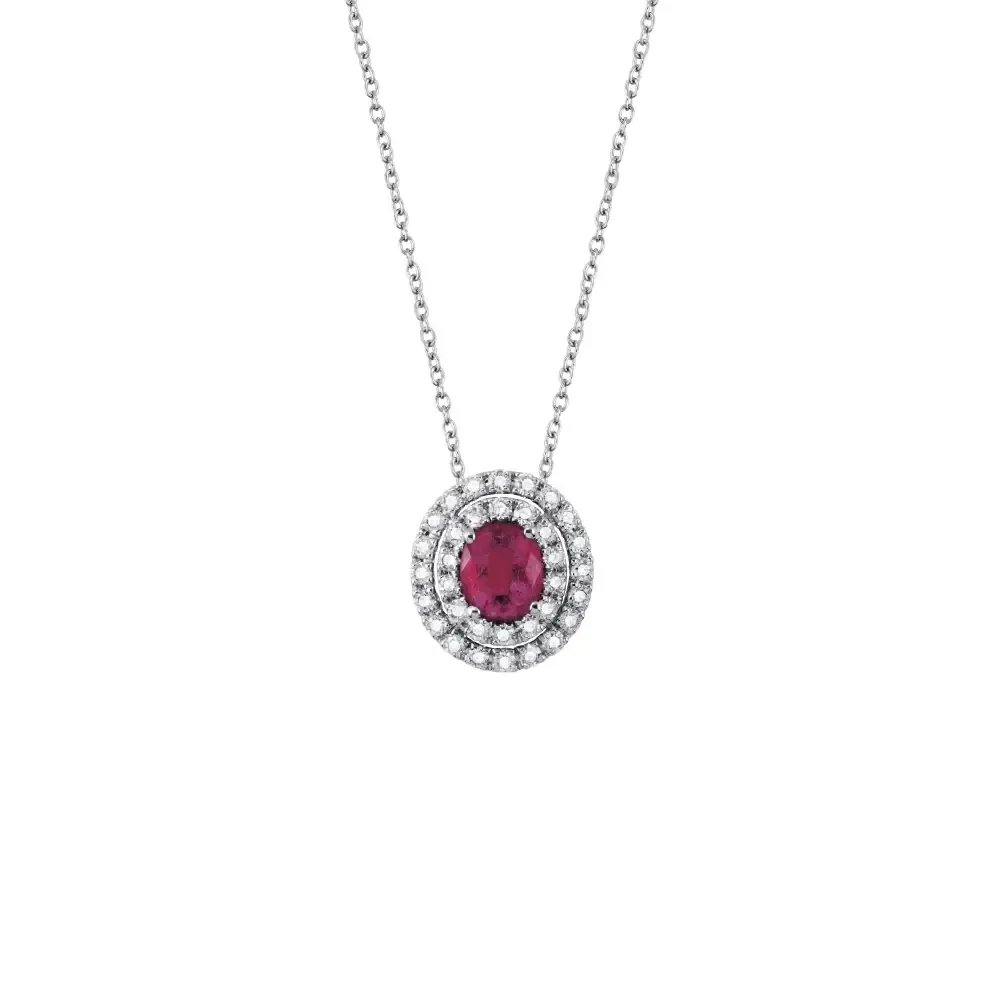 Salvini Damiani Linea DORA - Collana in oro bianco con diamanti e rubino