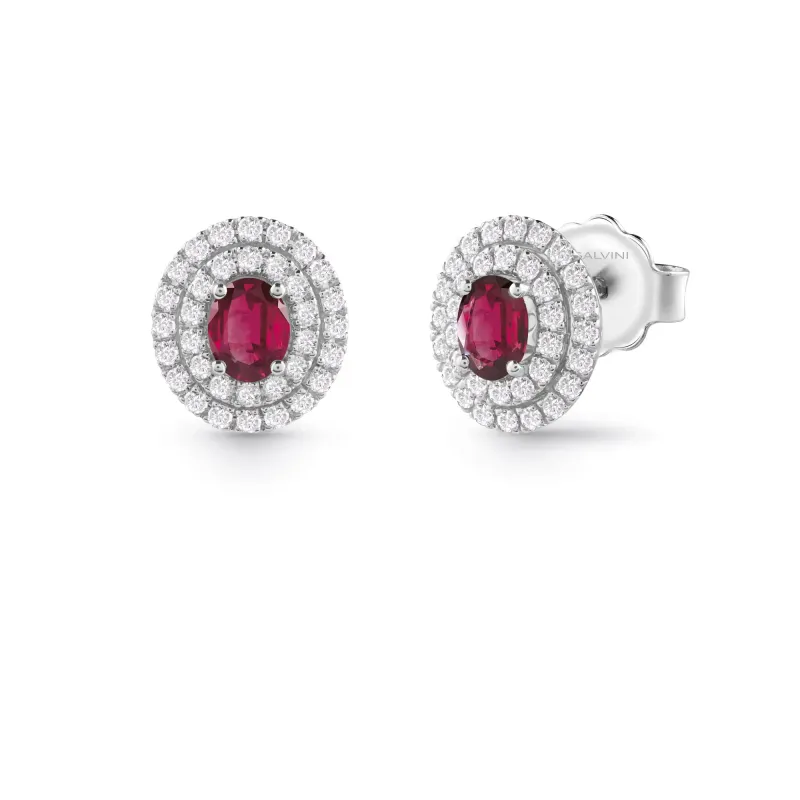 Salvini Damiani Linea DORA - Orecchini in oro bianco con diamanti e rubini Salvini Damiani Linea DORA - Orecchini in oro bianco con diamanti e rubini