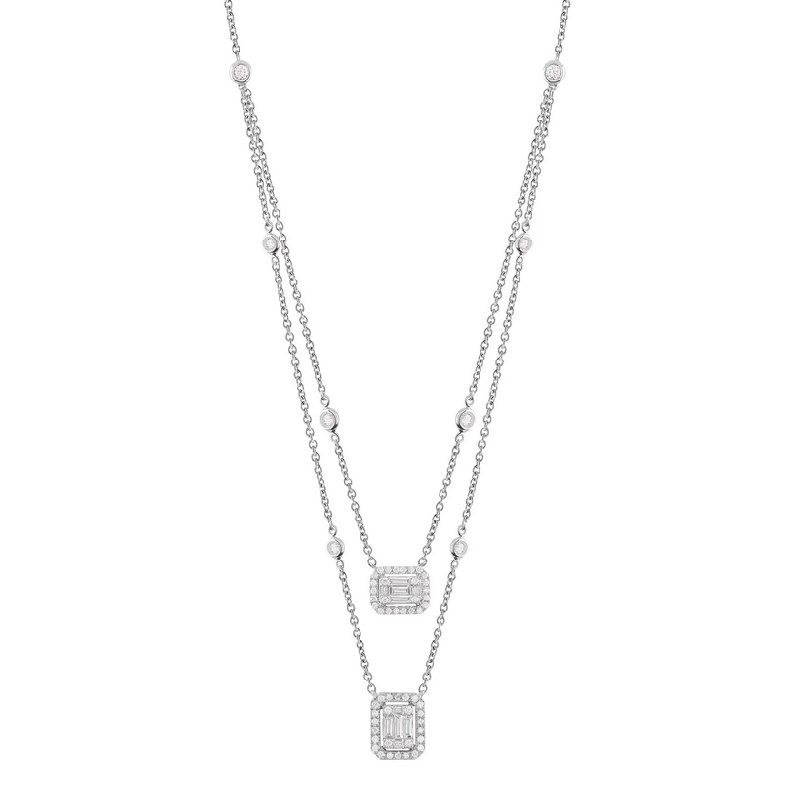 Salvini Damiani Linea MAGIA - Collana doppia in oro bianco con diamanti ct. 0.48