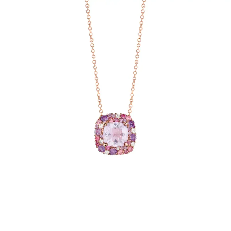 Salvini Damiani Linea BONBON - Collana in oro rosa con diamanti e ametista