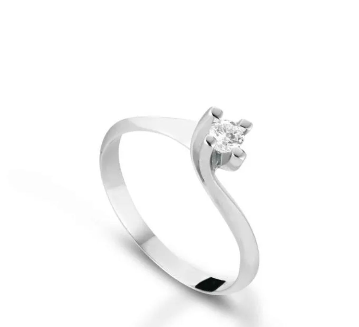 Crusado | Anello Solitario modello Valentino in oro bianco 18 kt con diamante taglio brillante  - Varie carature, CARATURA: 0,10 ct