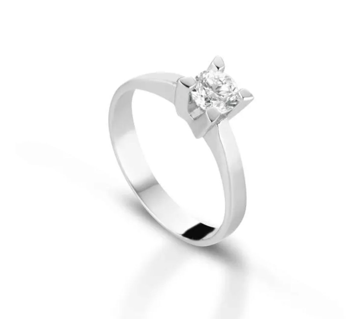 Crusado | Linea Primi Amori Anello Solitario in oro bianco 18 kt con diamante taglio brillante  - Varie carature, CARATURA: 0,05 ct