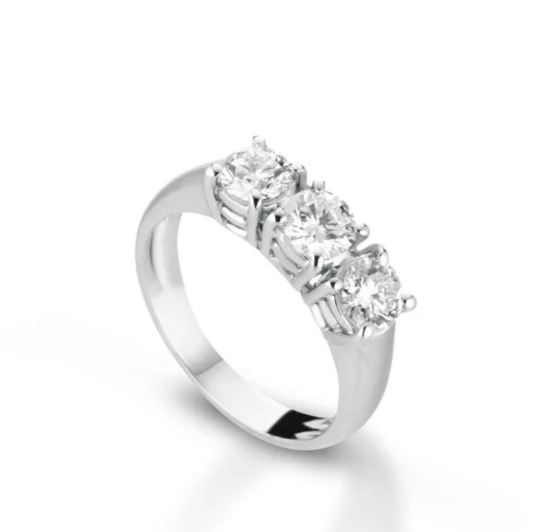 Crusado | Anello Trilogy in oro bianco 18 kt con diamanti ct. 0,24