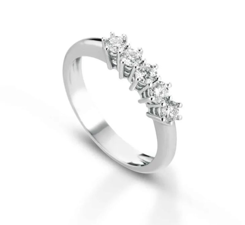 Crusado | Anello Veretta in oro bianco 18 kt con Diamanti taglio brillante - Varie carature