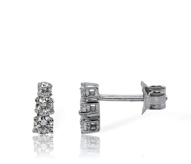 Bibigì Orecchini in ro bianco 18 kt con Trilogy di Diamanti - Varie carature