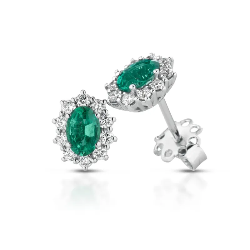 Clesi Gioielli | Orecchini in Oro bianco 18 kt con Smeraldi e Diamanti