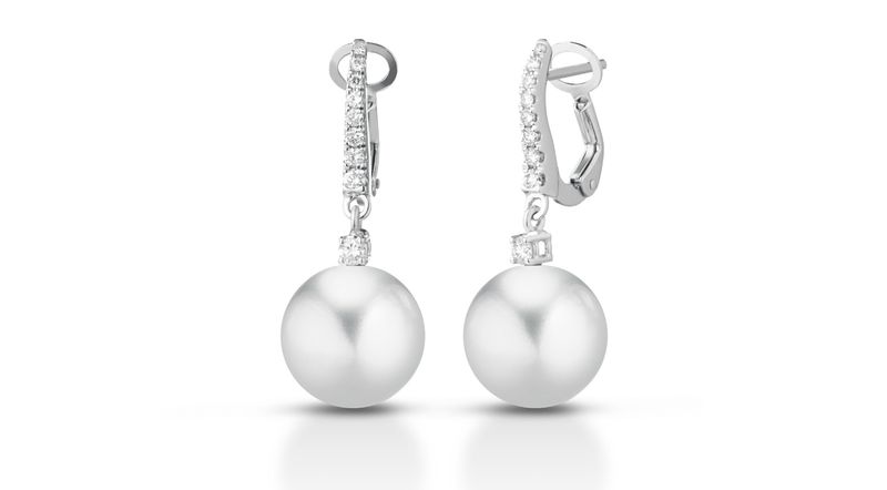 Clesi Gioielli | Orecchini in Oro bianco 18 kt con Perle Australiane e Diamanti