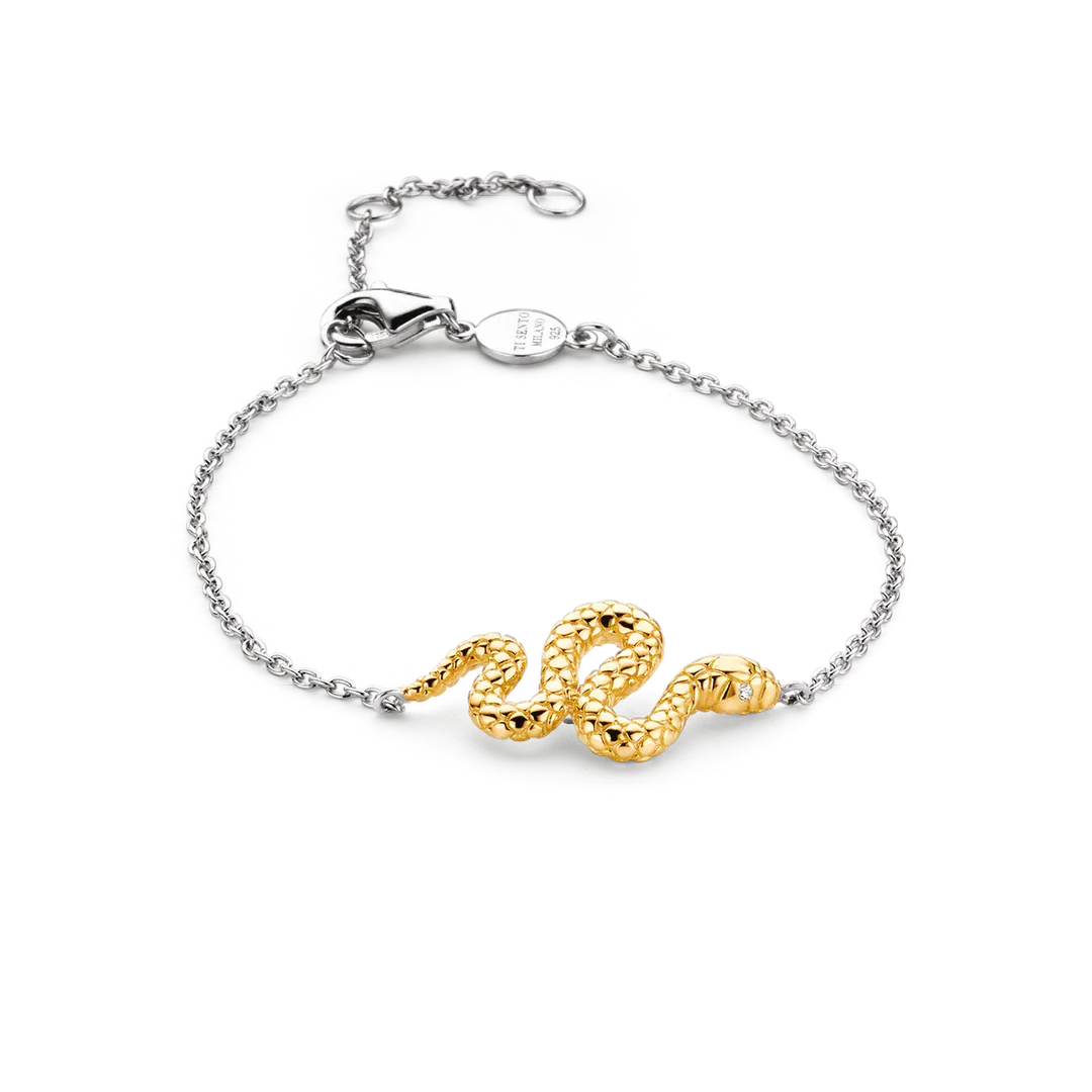TI SENTO Milano | Bracciale bicolore in argento 925 con serpente placcato in oro
