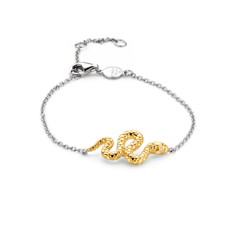 TI SENTO Milano | Bracciale bicolore in argento 925 con serpente placcato in oro