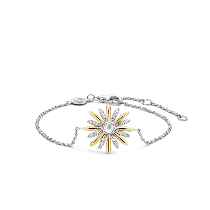 TI SENTO Milano | Bracciale bicolore in argento 925 placcato in rodio giallo,  zirconi e madreperla