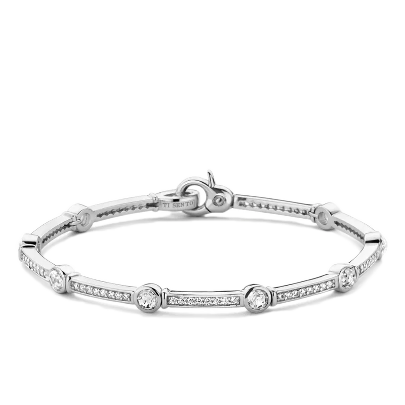 TI SENTO Milano | Bracciale semirigido in argento 925 e zirconi