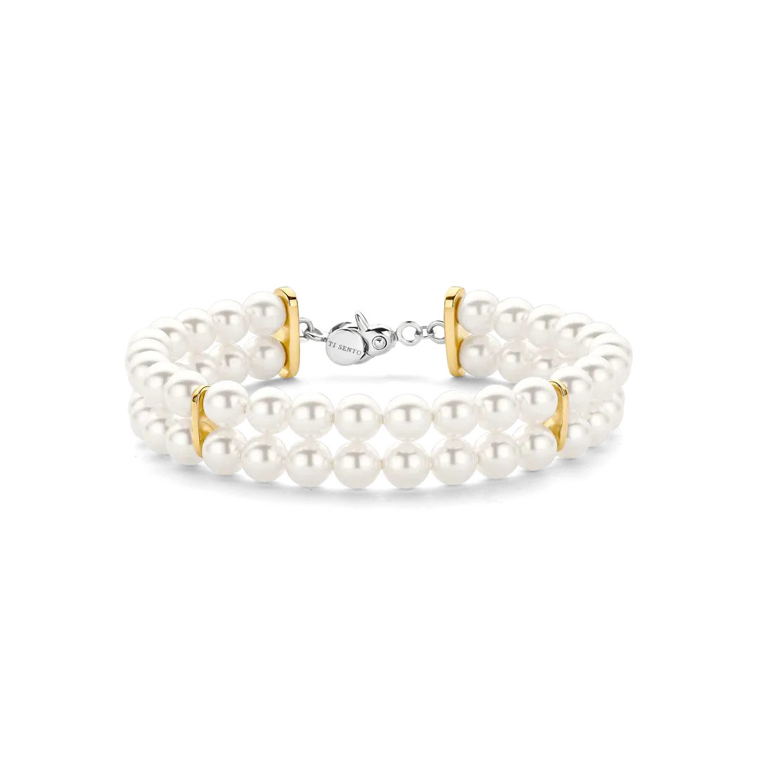 TI SENTO Milano | Bracciale a doppio filo di perle in argento 925