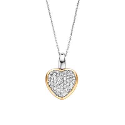 TI SENTO Milano | Collana in argento 925 placcato oro giallo con pendente cuore pavè di zirconi TI SENTO Milano | Collana in argento 925 placcato oro giallo con pendente cuore pavè di zirconi