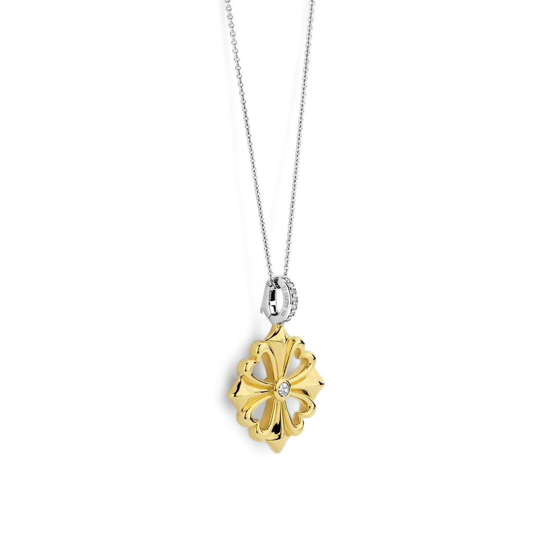 TI SENTO Milano | Collana in argento 925 placcato oro giallo con pendente trifoglio
