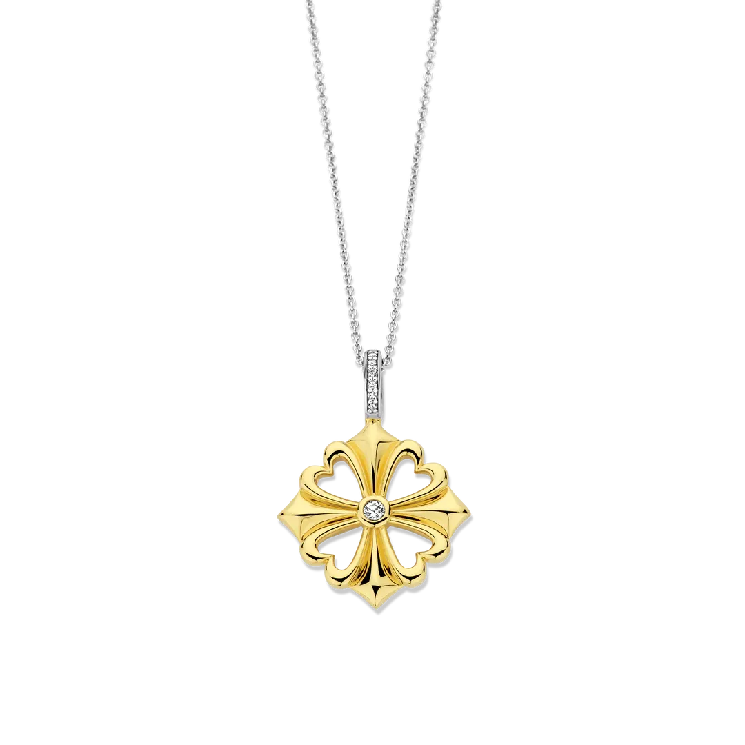 TI SENTO Milano | Collana in argento 925 placcato oro giallo con pendente trifoglio TI SENTO Milano | Collana in argento 925 placcato oro giallo con pendente trifoglio