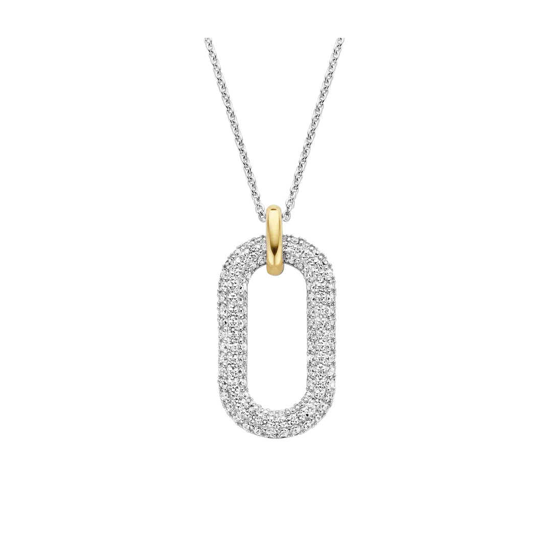 TI SENTO Milano | Collana in argento 925 placcato oro giallo con pendente di zirconi